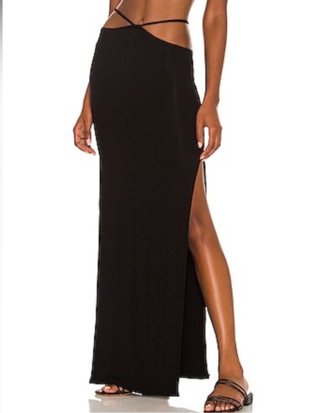 Indah black gigi high slit maxi skirt size medium